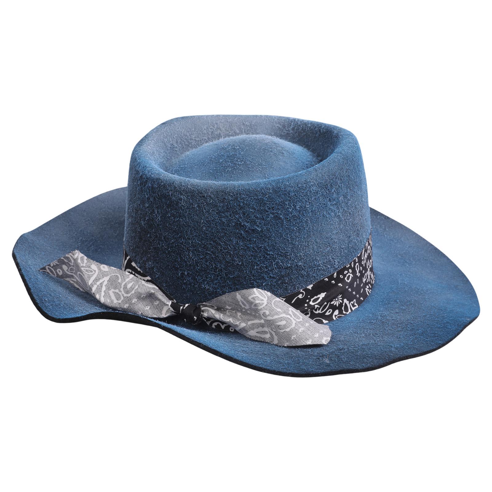 

Vintage Wool Homburg Panama Hat Western Porkpie Hat Cowboy Hats for Dinner Outdoor Casual Wear Photo Props