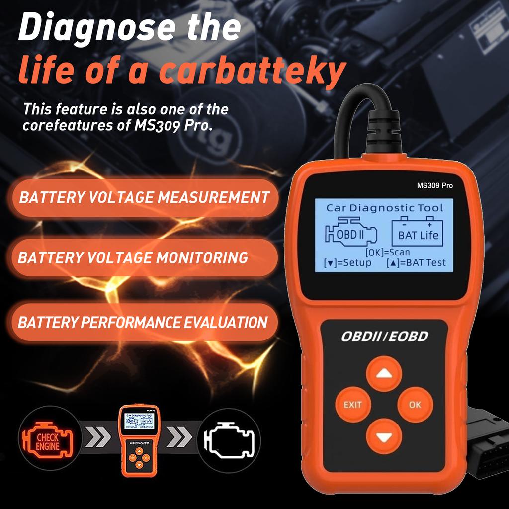 Professional OBD2 Scanner Diagnostic Tool, Enhanced Check Engine Code Reader, Voltage Test OBDII/CAN Car Diagnostic Scan Tools