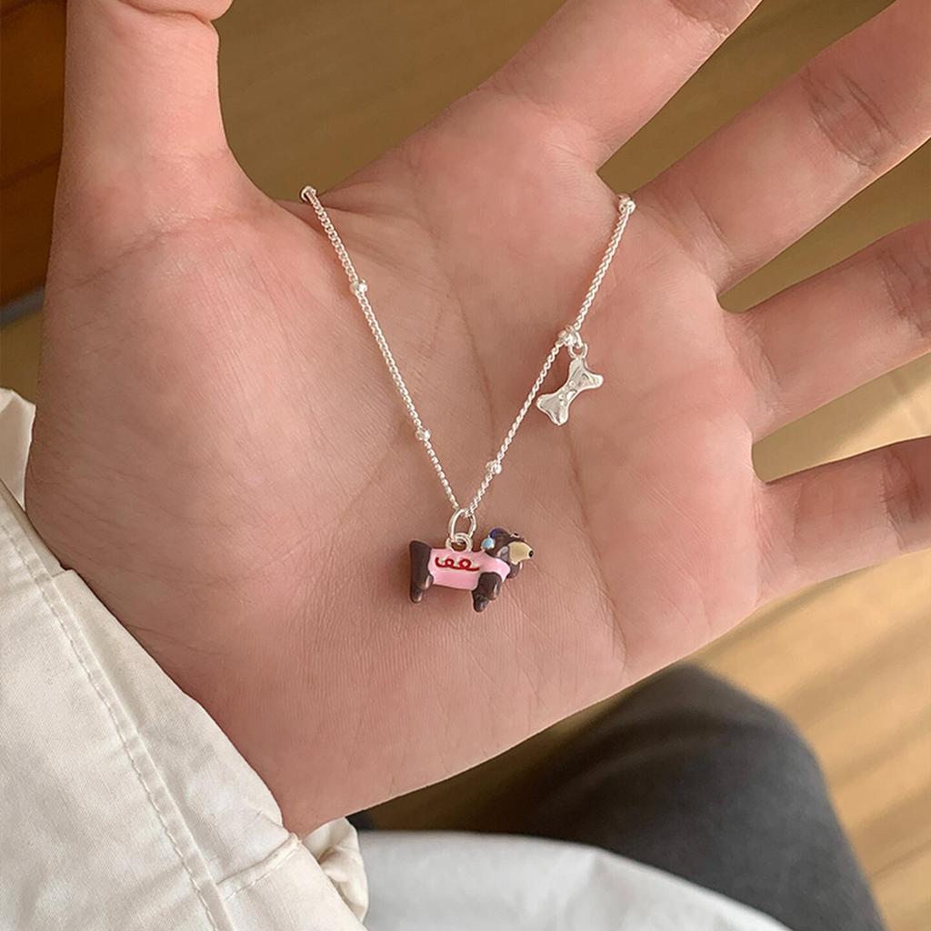 Cute Puppy Collarbone Necklace - Women's Trendy Cartoon Design, Childlike and Versatile Fashion Style