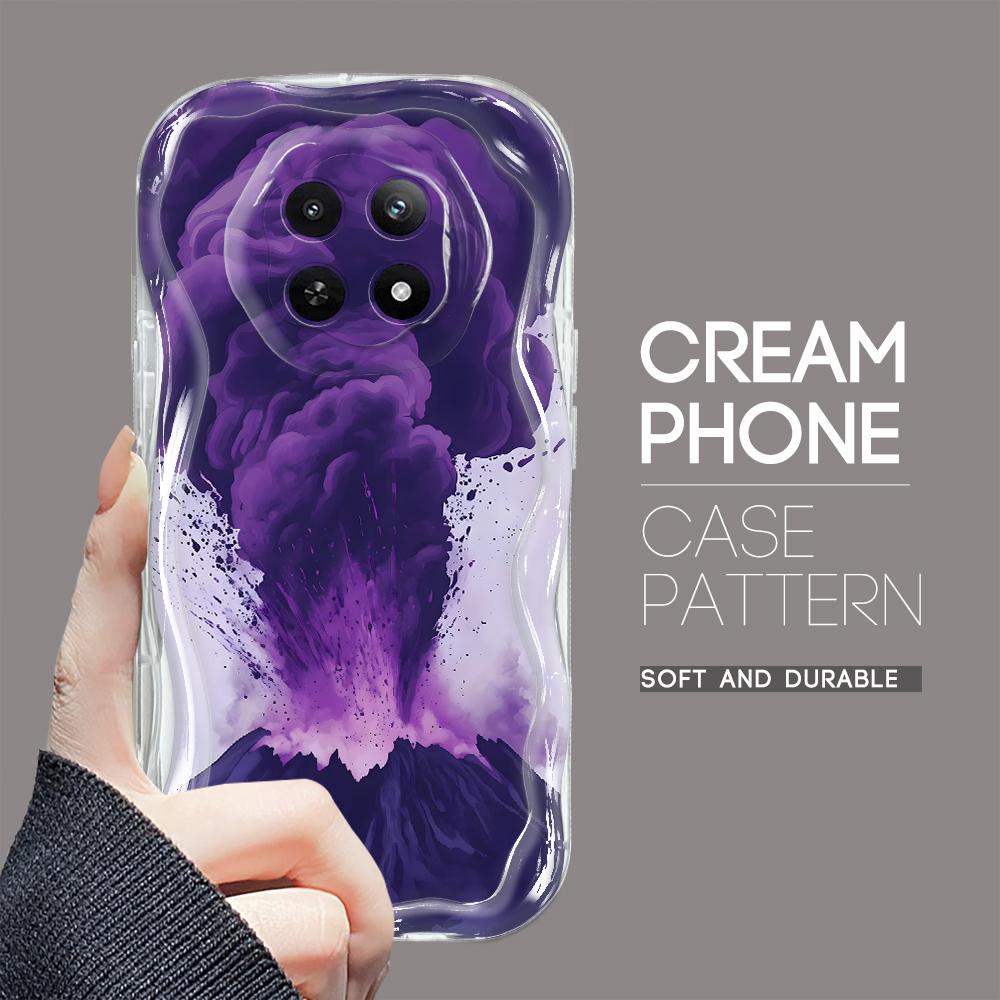 Kreslený vzor krémová textura pouzdro vlnitý okraj měkký silikonový kryt pouzdro na telefon pro OPPO Reno Realme OnePlus Vivo