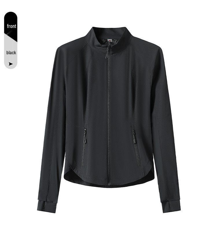 Women's Ice Silk Sun Protection Jacket, Stand Collar Slim Fit with High-Quality YKK Zipper, Thin, Breathable, and Skin-Friendly.