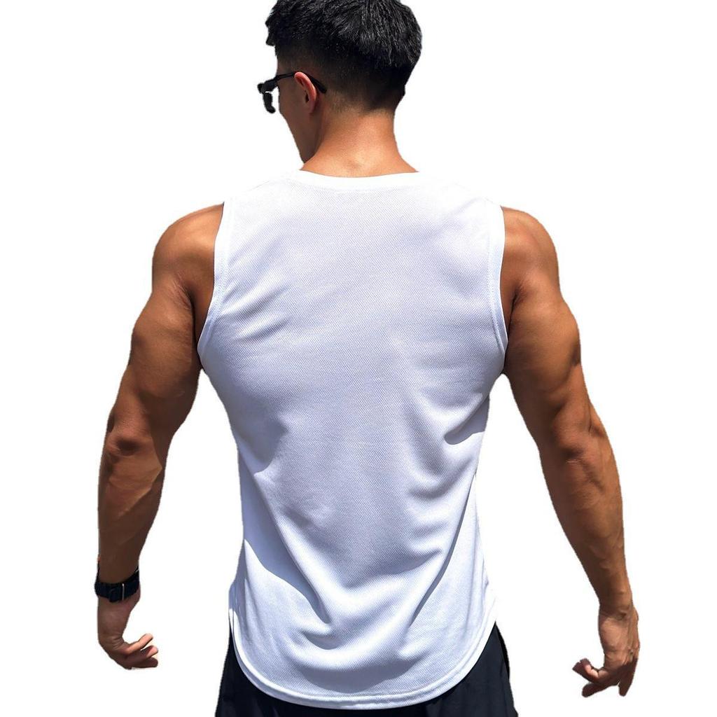 Men's Trendy Sleeveless Mesh Pullover: Quick-Dry Round Neck Fitness Top