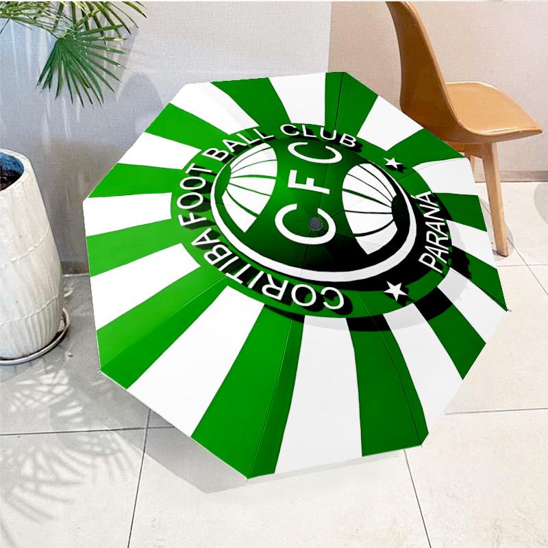 Green Football Club Emblem Printed Automatic Umbrella, 8-Frame for Travel, camping, Casual Umbrella, Essential Gift for for family and friends