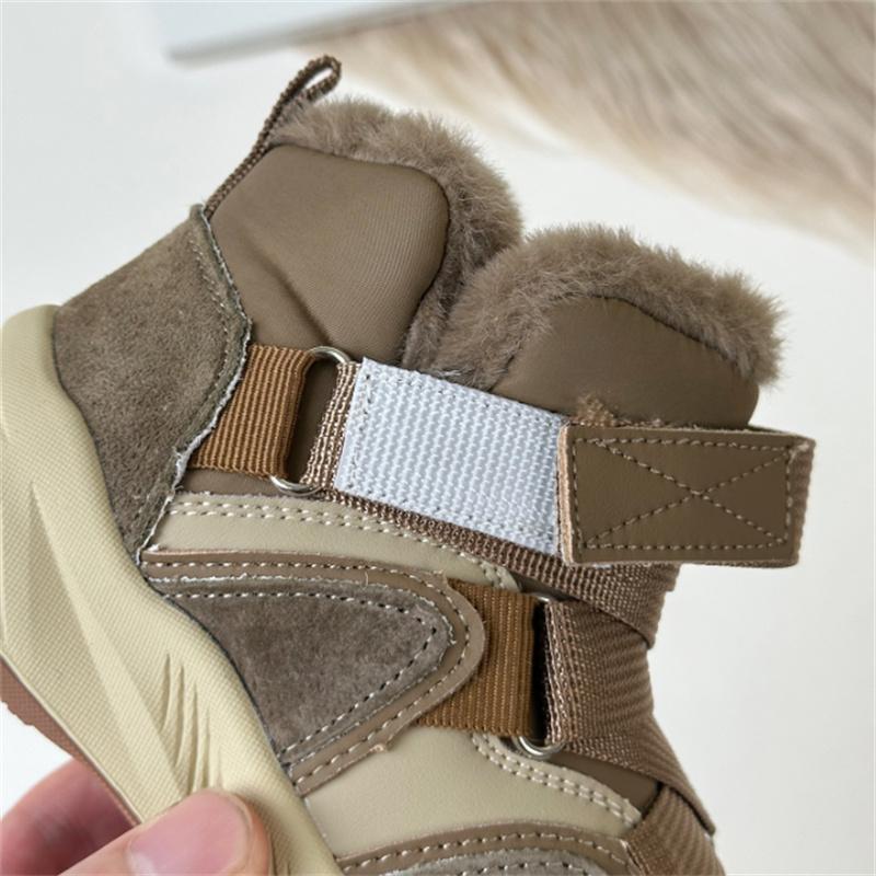 Winter Children Snow Boots Leather Warm Plush Toddler Kids Shoes Non-slip Girls Boys Boots EU 26-37