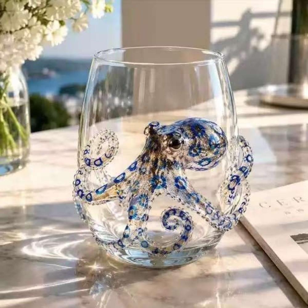 3D Δημιουργικό Γυάλινο Φλιτζάνι Τσαγιού Αποκριάτικο Φάντασμα Κολοκύθα Ανάγλυφο Γυάλινο Ποτήρι Κούπα με Θαλάσσια Ζώα Θαλάσσια Ζωή