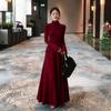 High-end black long-sleeved dress autumn and winter new slim-fitting and thin semi-turtleneck bottomed knitted skirt