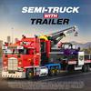 1387 PCS Kenworthed K100 Semi Truck Tractor Building Blocks North American Heavy Duty Truck Low Flatbed Trailer Bricks Toys Gift