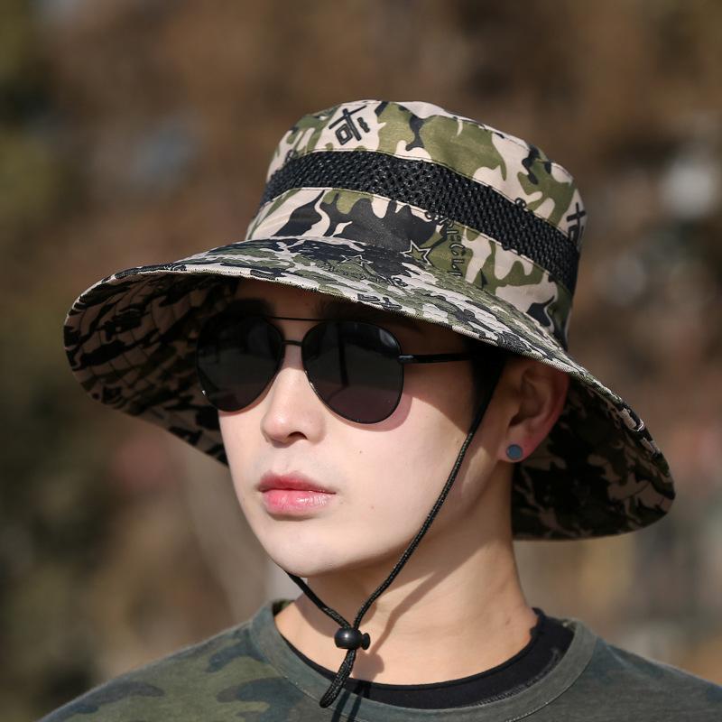 Cool Summer Camouflage Men Bucket Hats Male Fishing Mountaineering Panama Fisherman Cap Outdoor Sun Cap Hat For Men