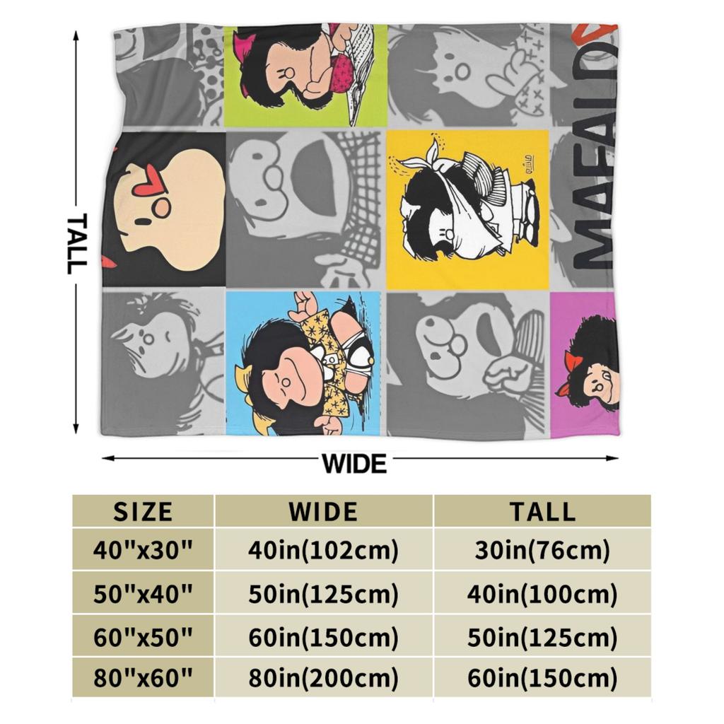 Mafaldas  Knitted Blankets Cartoon Flannel Throw Blanket Home Couch Printed Soft Warm Bedspreads,