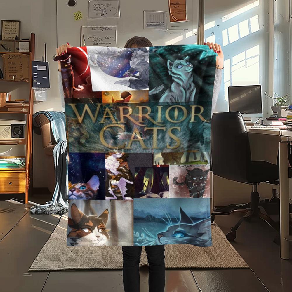 1PZ Coperta in Flanella con Stampa Guerriero Gatto, Alta Qualità, Confortevole per Tutte le Stagioni, Decorazione per la Casa, Calore e Comfort, Perfetta per Regali di Natale