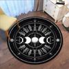 1pc Gothic Moon Phase Round Rug - Polyester Crystal Velvet, Non-slip, Washable Indoor Rug for Bedroom, Living Room