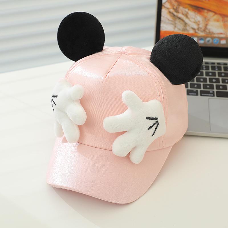 Adorable Palm Print Sun Protection Cap with Pearlescent Big Ear Design for Baby Boys & Girls, Perfect for Spring & Autumn