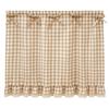 Short Privacy Curtain for Half Window and Doorway Use, No Drilling Hook and Loop Panel Gingham Plaids Valance with Ruffled and Lace Trim for Kitchen