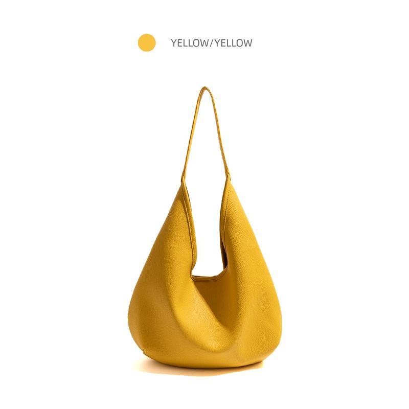 

Stylish Studio Korean Series Soft Leather PU Daylight Yellow Bag Minimalist High Sense Underarm Bag Commuter Shoulder Tote Bag