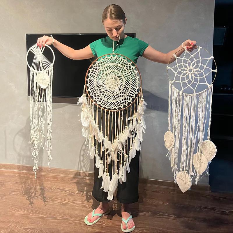 LED Light Dream Catcher Handmade Deamcatcher Feathers Wall Hanging Decoration Romantic Valentine's Day Gift for Girlfriend