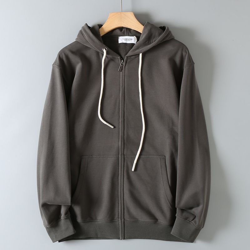 Clearance of Export Surplus: Men's Autumn and Winter Fleece-Lined Thick Hooded Sweatshirt, Loose Casual Long-Sleeve Jacket