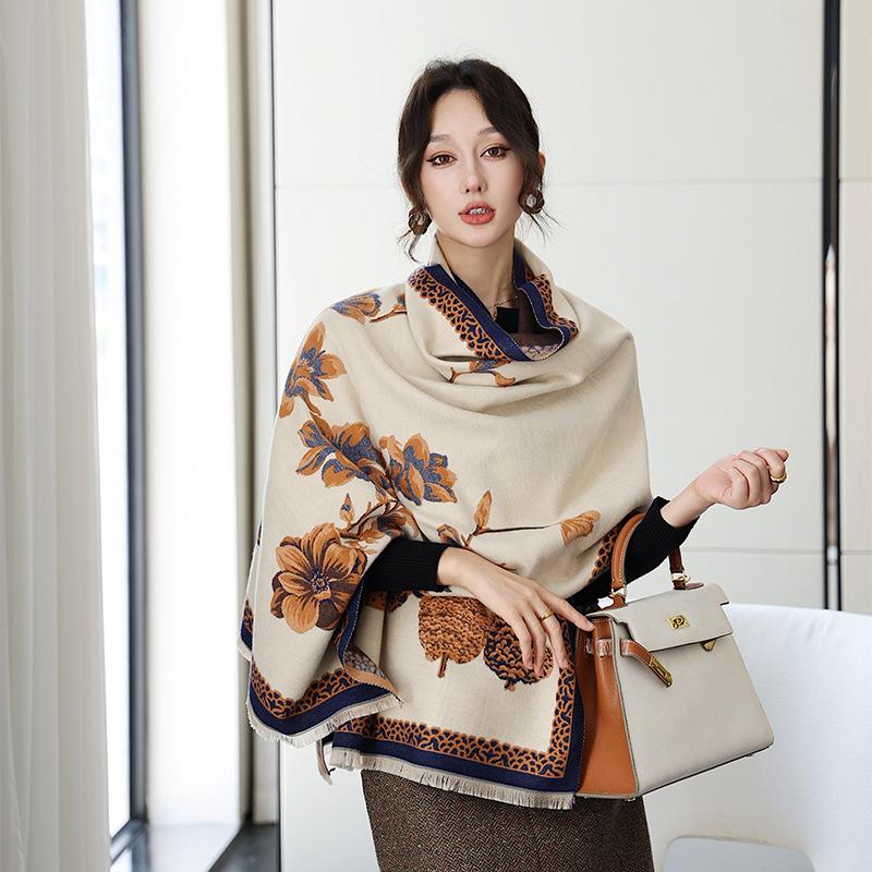 New Winter Scarf for Women Fashionable Double Sided Jacquard Shawl Warm and Thickened Versatile for Taking Photos Scarf