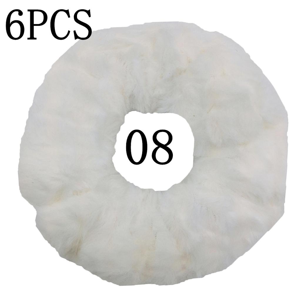 6pc Hair Scrunchies Furry Elastic Band Women Girl Ponytail Holder Rubber Ties Accessories Plush Faux Fur Soft Chiffon Headband