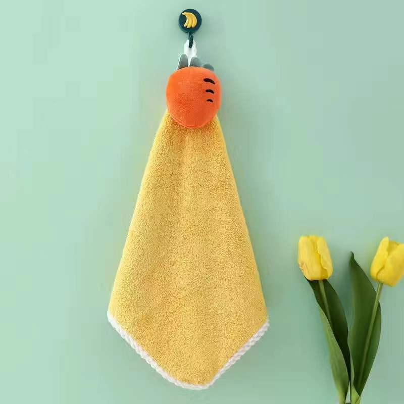 Cartoon Hangable Thickened Coral Fleece Hand Towel - Absorbent, Non-Linting Souvenir
