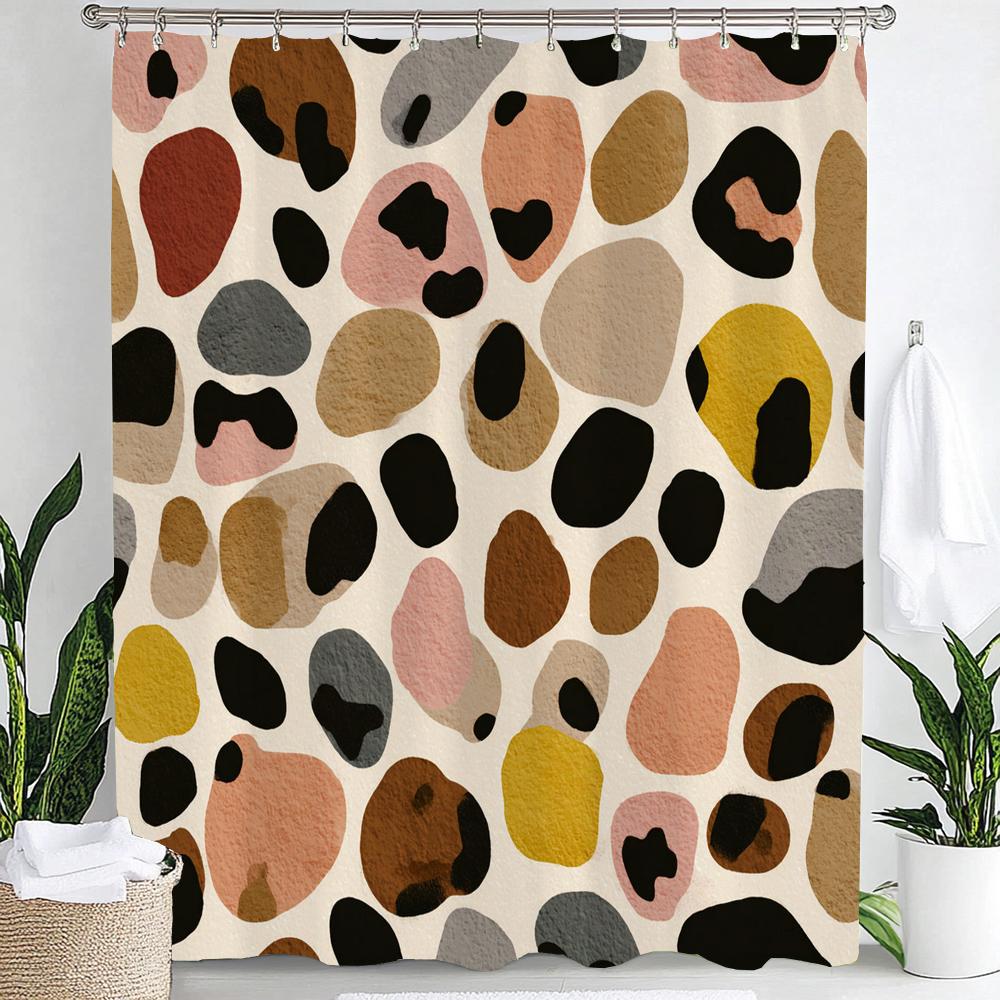 Modern Minimalist Geometrical Pattern Shower Curtain,Polyester Fabric Washable Bathroom Curtains,Home Decoration With Hooks