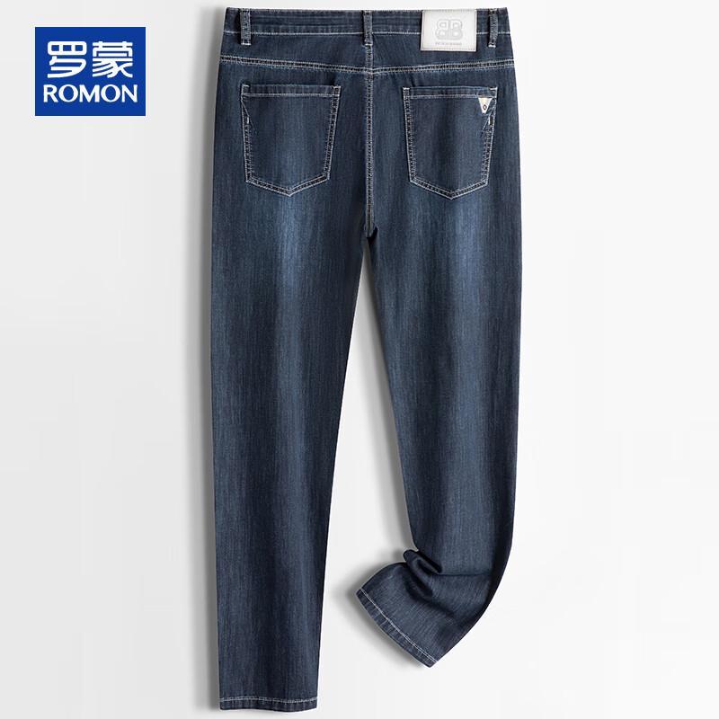 ROMON Men's Summer Loose Straight Fit Stretch Denim Jeans