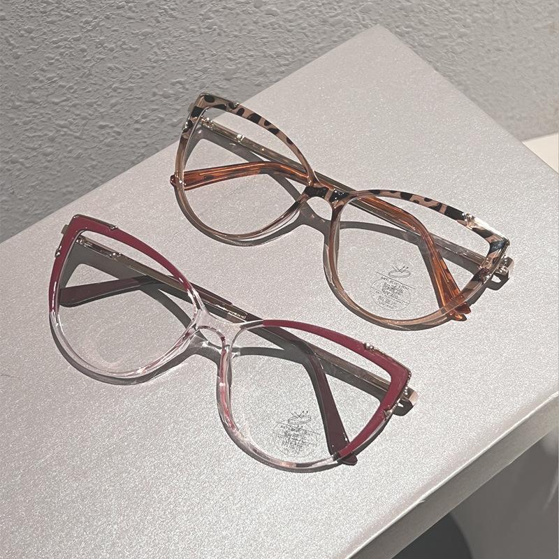 Fashion casual glasses men's retro cat eye optical frame trend simple and versatile anti-blue light