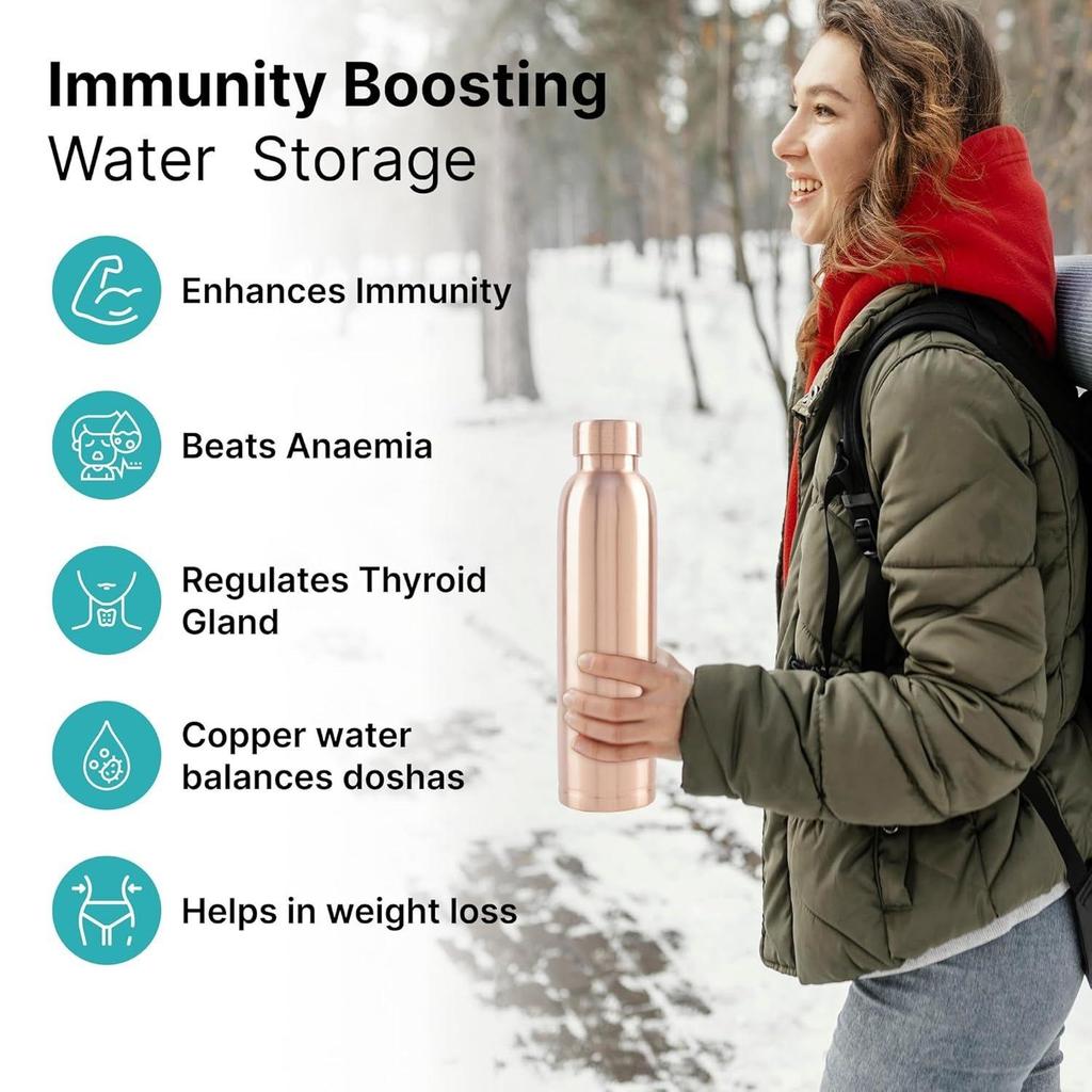 Copper Water Bottle | Copper Water Bottle 1+ Litre | With Anti Oxidant Properties | Helps Improve Immunity and Digestion