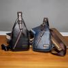 Men Sling Backpack Retro Faux Leather Chest Bag Crossbody Purse with Adjustable Shoulder Strap for Commuting Travel Daily Errands