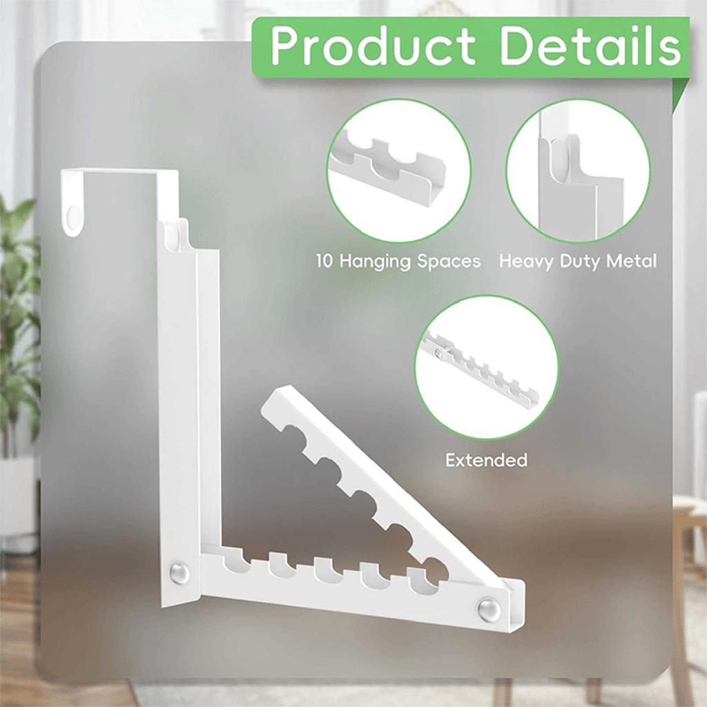Double Folding Over Door Hooks, Portable Drying Rack for Laundry, Bathroom, Bedroom & Travel Storage ()