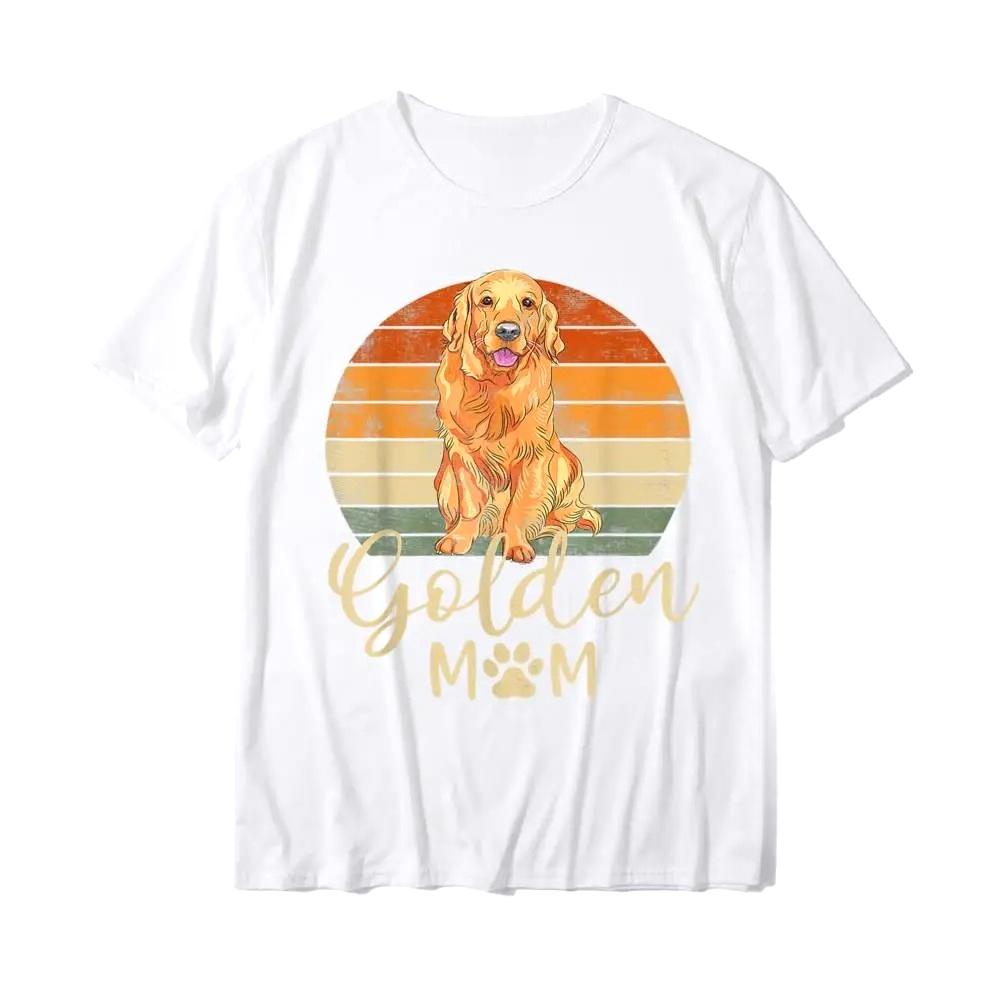 Golden Mom Retro Sunset Golden Retriever Lover Gift Dog Mama TShirt Top for Women Aesthetics Tops Shirts Slim Fit Y2k Family S