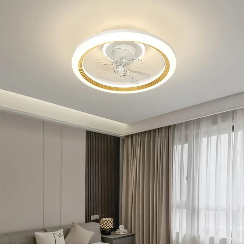 Smart Ceiling Fan Fans With Lights Remote Control Bedroom Decor Ventilator Lamp Air Invisible Blades Retractable Silent Light