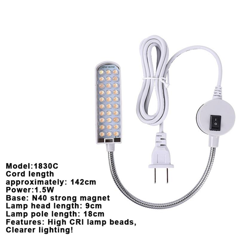 LED Sewing Machine Light Flicker Free Bright Beads Flexible Gooseneck for Daily Sewing Mending Tasks