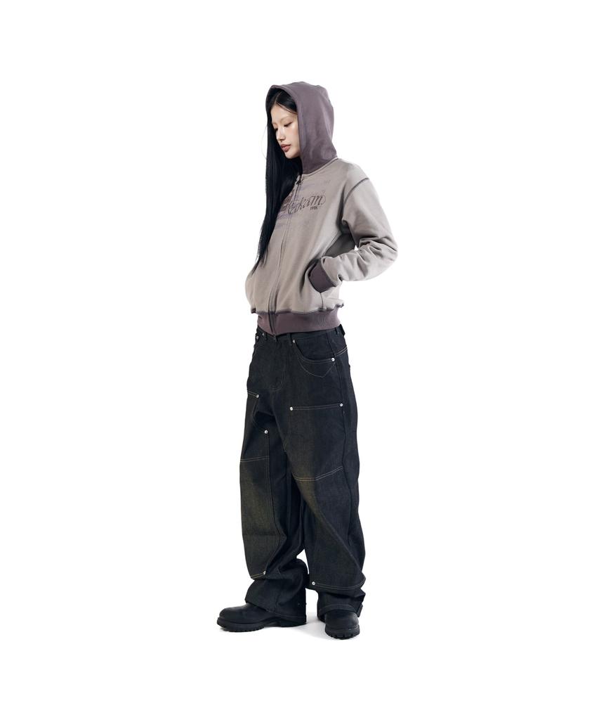 AAKAM Steve Cinch Back Denim Pants (Black)