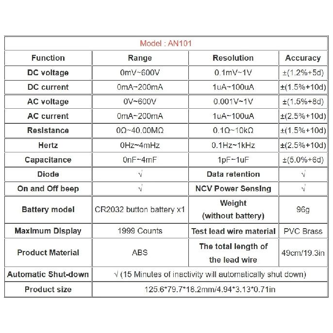 Digital Mini Multimeter ANENG AN101 4000 Counts Professional AC/DC Voltage Tester Automotive Current Tester Electrician Tools