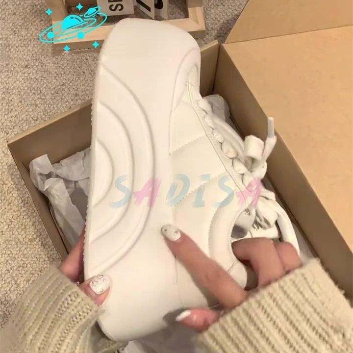 

Белые кожаные кроссовки на платформе 6 см в стиле Чжао Лусы - Женская весенняя модная повседневная обувь 39 Standard Size