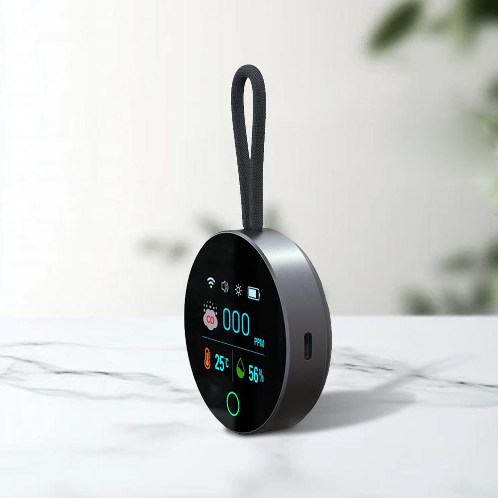3 In 1 Carbon Monoxide Detector Rechargeable CO Air Quality Monitor CO Temperature Humidity Detector for Outdoor Camping RV Car