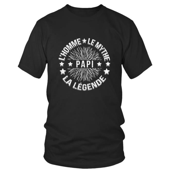 T-shirt homme - Papi L'Homme Le Mythe La Légende - 100% coton - Col rond - Manches courtes