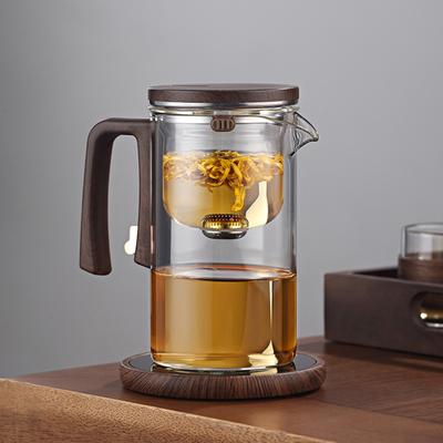 520/720/900ml Glass Tea Pot with Infuser Wooden Handle Heat Resistant Drip-Free Spout Water