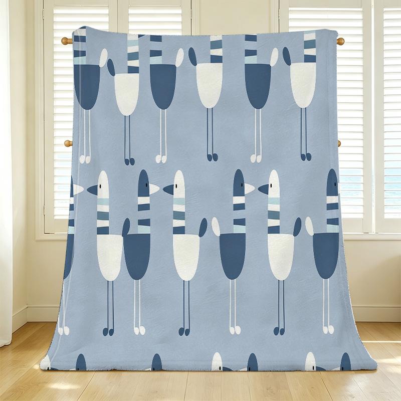 Seagull Series Printed Flannel Fleece Blanket – Skin-Friendly, Soft & Cozy, Perfect for Home Decor, Daily Warmth, Halloween & Christmas