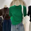 Sweater for Women Thickened Warm Knitted Stretchy Short Sleeve High-neck Tops