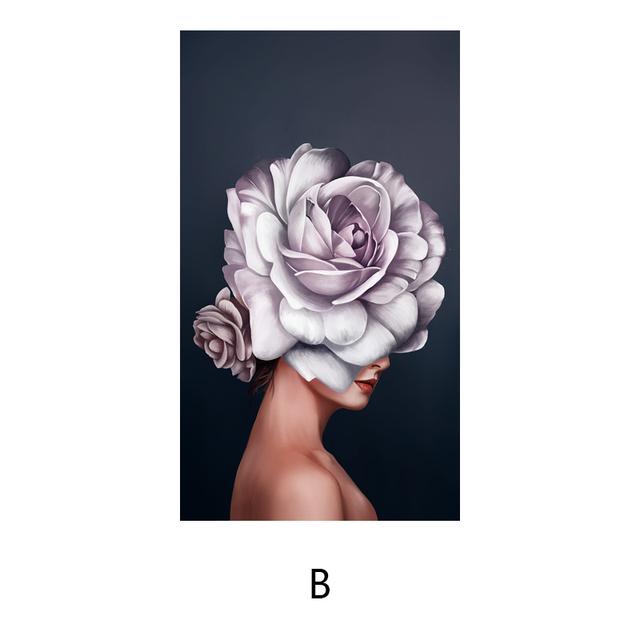 Abstract Rose Flowers Girls Canvas Painting Women Wall Poster Print Modern Wall Art Pictures for Living Room Bedroom Decorativen