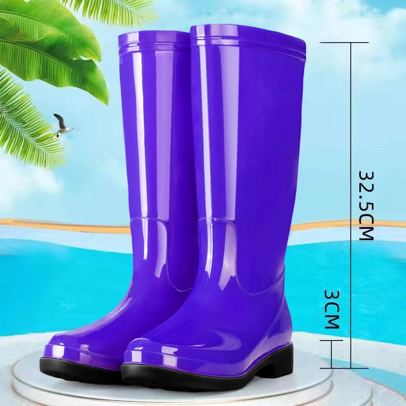 Women's tall water shoes non-slip velvet cotton rain shoes rain boots bucket cover shoes water boots thickened