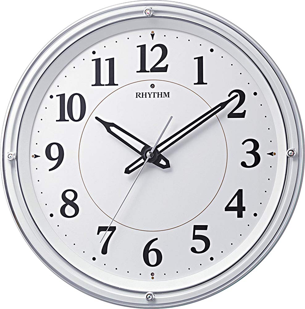 RHYTHM Wall x Continuous Second Automatic Backlight Dimmable 8MY533SR03 Clock, White, 33.2 5.4cm, Radio-controlled, Analog, Hand, (In Dark), Color,