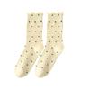 Ladies Spring and Autumn Wave Point Wooden Ear Edge Comfortable Moon Son Deodorant In The Cylinder Stack Socks