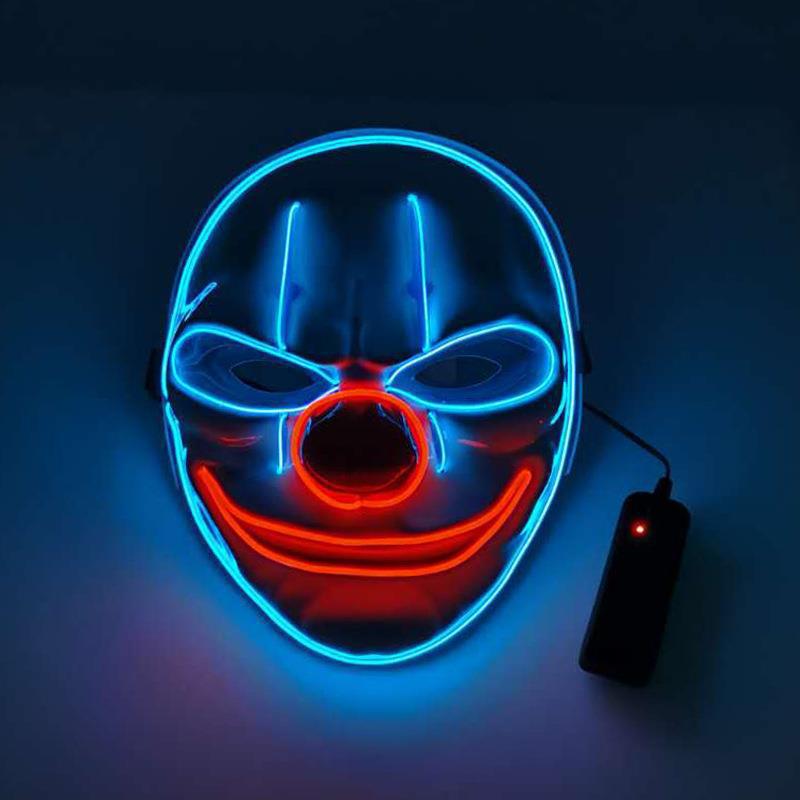 JOKER Clown LED Glowing Mask Halloween Fluorescent Show Grimace Mask COS Douyin