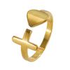 Women Ring Adjustable Fit Asymmetric Heart Design Bright Polished Mirror Texture Finger Ring Jewelry Gift