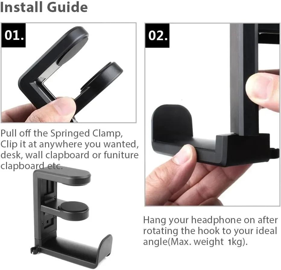 360° roterende hodetelefonstativ Skrivebordshodesettholder PC Gaming Headset Bordhengerkrok for hodetelefonkontroller