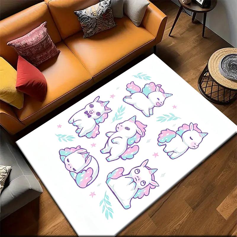 1pc Unicorn Carpet Rug for Living Room Bedroom Home Sofa Decoration,Kids play Non-slip Floor Mat