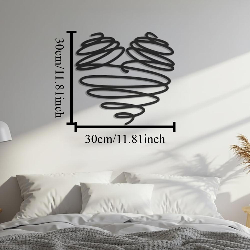 

Modern Metal Heart Wall Art, Abstract Romantic Sculpture, Minimalist Line Decor, Love Art for Home, Valentine s Day Gift 12in чёрный