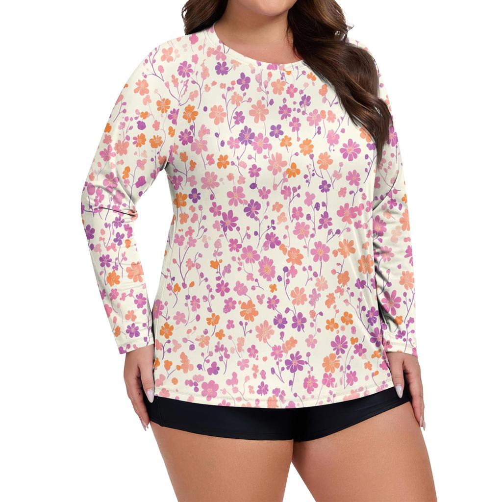Women's Print Large Size Long Sleeve Swimsuit Sun  Jacket Quick Dry Hiking Top